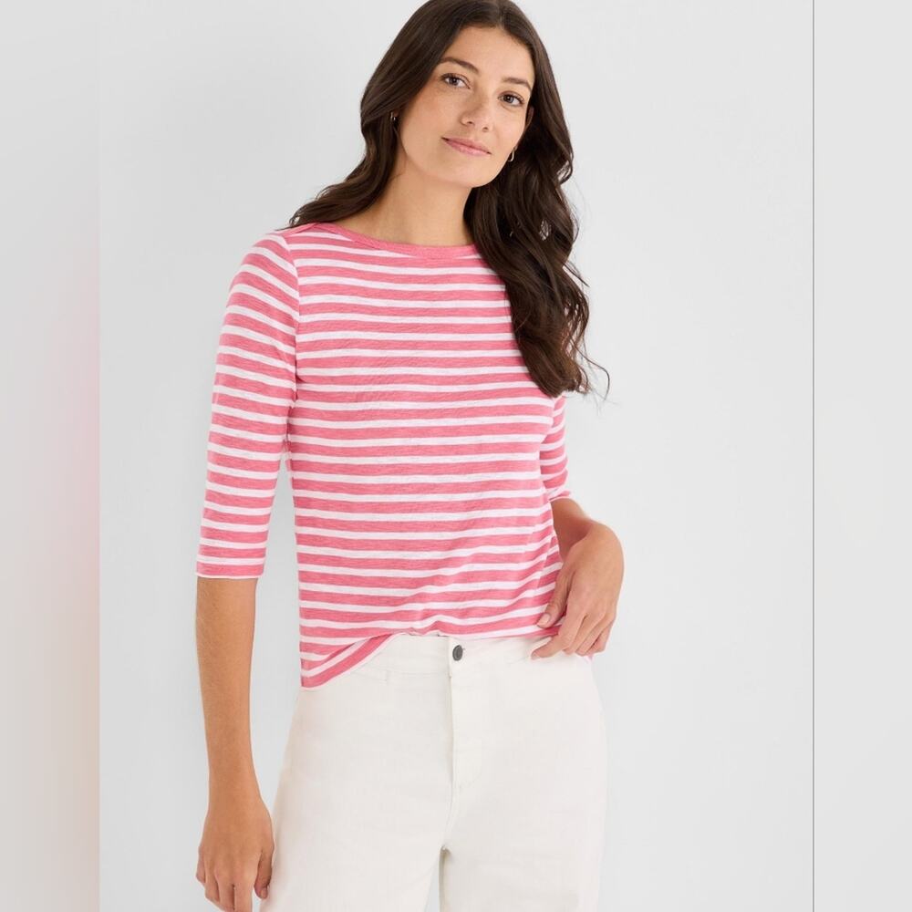 Pink Striped Women's Top Croft&barrow Size XL cotton Blend